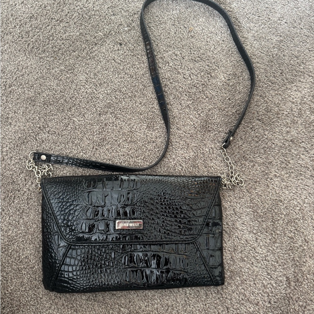 Nine West Black Textured Crossbody Bag